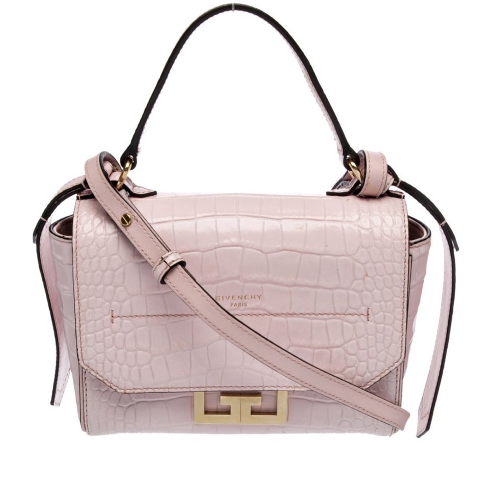 Givenchy Light Pink Croc-Embossed Crossbody Bag